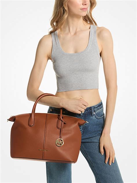 michael kors lg satchel dillonedium|Hyde Large Pebbled Leather Satchel .